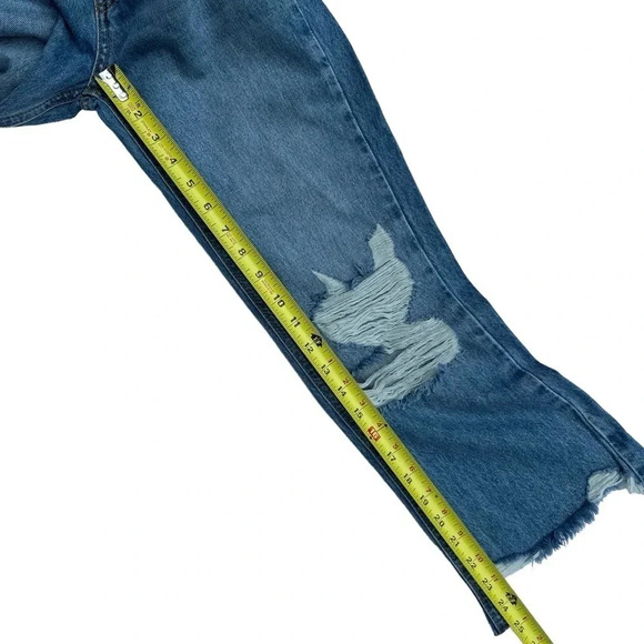 BDG (Urban Outfitters) NWT Denim Midi High Rise Raw Hem Distressed Size 25 - Picture 9 of 13